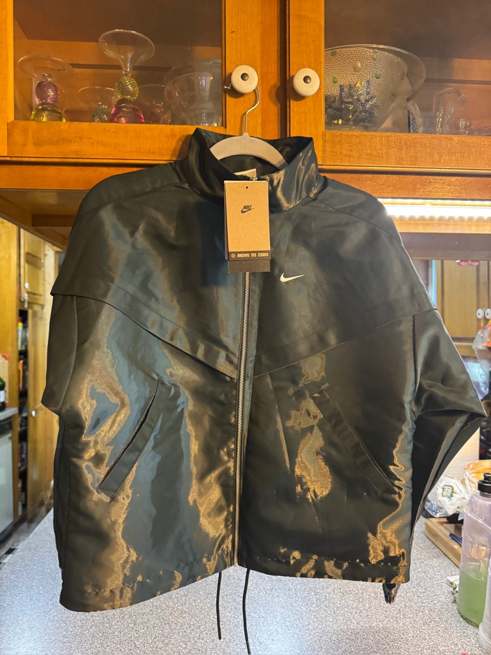 Nike Dark Green Bomber Jacket with Drawstring Hem
